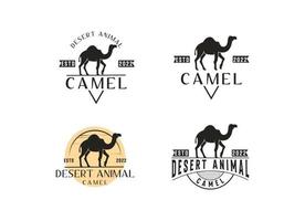 cammello e deserto di arabo logo design vettore