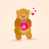 carino orso con io amore voi cuore vettore illustrazione