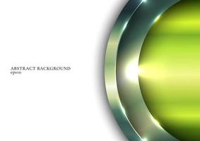 Cerchio lucido metallico verde 3d che si sovrappone con illuminazione sul fondo dello spazio bianco vettore