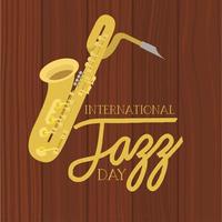 poster del giorno del jazz con sassofono vettore