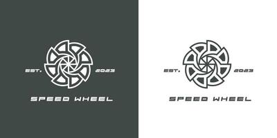 illustrazione di un' velocità ruota veloce ruota logo pneumatico box auto cavalcata auto semplice piatto creativo idea icona vettore minimalismo meccanico settore automobilistico riparazione negozio trasporto viaggio.