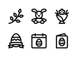semplice set di icone solide vettoriali relative a Pasqua. contiene icone come amenti, coniglietto, bouquet, uovo di Pasqua e altro ancora.