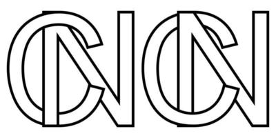 logo cartello nc cn icona cartello Due interlacciato lettere n, c vettore logo nc, cn primo capitale lettere modello alfabeto n, c