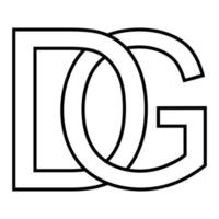 logo cartello dg gd icona cartello interlacciato lettere d g vettore