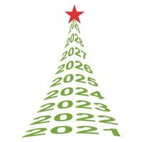 nuovo anno albero numeri 2021, vettore Natale albero simbolo di nuovo vita, bene essere e un' bellissimo futuro