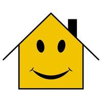 allegro contento Casa Sorridi, emoticon smiley Casa, divertente viso bocca vettore