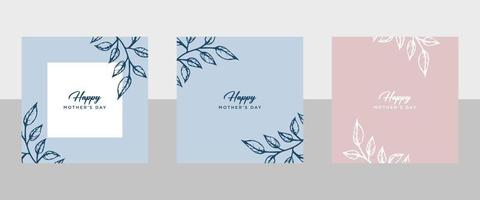 contento La madre di giorno vettore saluto carta impostato con bellissimo fiori e cuori. singolo linea disegno di rosa. minimalista stile illustrazione