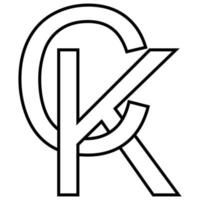 logo cartello kc ck icona cartello interlacciato lettere c K vettore