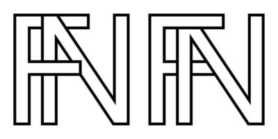 logo cartello fn e nf icona cartello interlacciato lettere n, f vettore logo nf fn primo capitale lettere modello alfabeto n f