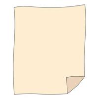 vecchio foglio di carta cartone animato con arricciato angolo, Stazionario carta lettera vettore