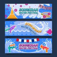 set design banner festival dell'acqua di songkran vettore