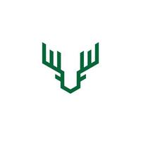 cervo corno monoline minimalista logo design vettore