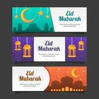 raccolta di banner di auguri di stagione eid mubarak vettore