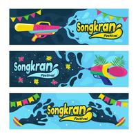 set di banner del festival di songkran vettore