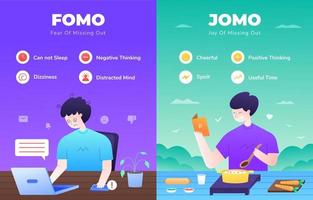 fomo vs jomo infografica vettore