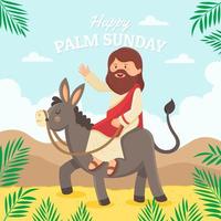 Gesù cavalca un asino in una domenica delle palme nel deserto
