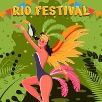 rio festival brasile carnevale ballerina di samba vettore