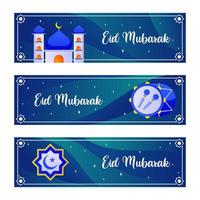 felice eid mubarak banner vettore