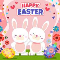 coniglio di Pasqua simpatico cartone animato vettore