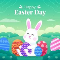 disegno felice del coniglietto dell'uovo di Pasqua vettore