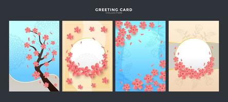 raccolta di carte di fiori di ciliegio vettore