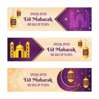 elegante set di banner di strumenti di marketing eid mubarak vettore