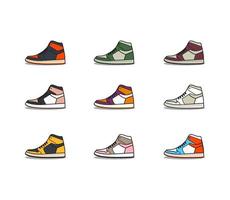 9 piatto design illustrazione impostato di lato Visualizza sneaker 4 vettore