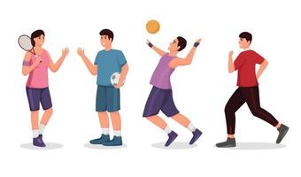 impostato di persone giocando gli sport vettore illustrazione