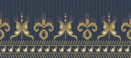 africano ikat paisley ricamo. batik tessile ikat telaio senza soluzione di continuità modello digitale vettore design per Stampa saree Kurti Borneo tessuto confine spazzola festa indossare