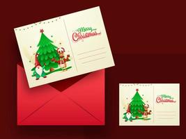 allegro Natale saluto carte o invito con rosso Busta illustrazione. vettore