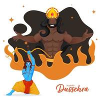 illustrazione di signore rama uccisione demone ravana su il occasione di contento dussehra. vettore