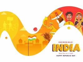 mostrando incredibile culturale diversità e eredità di India per contento repubblica giorno celebrazione. vettore