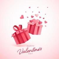 3d rendere regalo scatole con cuori su lucido bianca sfondo per contento San Valentino giorno celebrazione. vettore