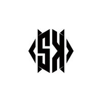 sk logo monogramma con scudo forma disegni modello vettore