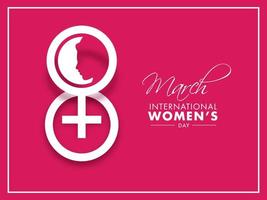 carta tagliare 8 numero con femmina Genere cartello su rosa sfondo per internazionale Da donna giorno. vettore