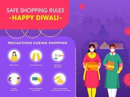 sicurezza le misure per prendere cura mentre shopping nel Diwali concetto con giovane indiano coppie. vettore