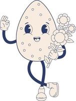 retrò personaggio Pasqua uovo con fiori. monocromatico tavolozza vettore