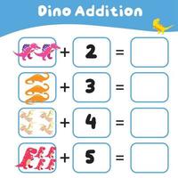 dinosauri tema matematica gioco foglio di lavoro. matematico attività per bambini. educativo stampabile matematica foglio. vettore file.