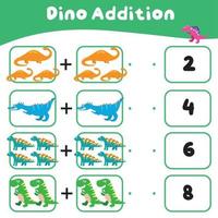 dinosauri tema matematica gioco foglio di lavoro. matematico attività per bambini. educativo stampabile matematica foglio. vettore file.