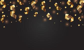 caduta brillante d'oro coriandoli isolato su nero sfondo. luminosa festivo orpello di oro colore. vettore