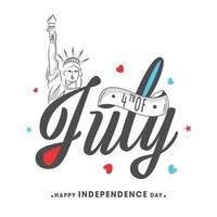 4 ° di luglio font con schizzi statua di libertà su bianca sfondo per contento indipendenza giorno celebrazione. vettore
