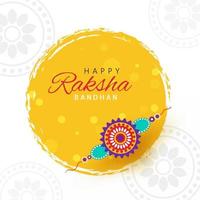 contento Raksha bandhan font con floreale rakhi e giallo spazzola ictus cerchio forma su bianca mandala sfondo. vettore