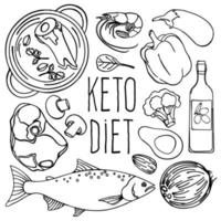 cheto monocromatico salutare cibo dieta vettore illustrazione impostato