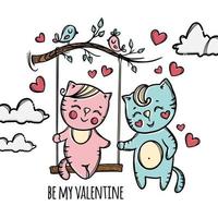 amore su swing San Valentino giorno clip arte vettore illustrazione impostato