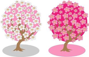 vettore illustrazione fioritura primavera alberi Mela e ciliegia
