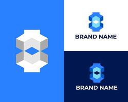 B blockchain 3d logo modello tecnologia vettore design