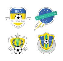 Illustrazione piana di vettore di logo brasiliano d'annata della toppa di calcio