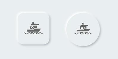 barca solido icona nel neomorfo design stile. nave segni vettore illustrazione.