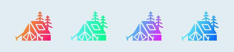 tenda solido icona nel pendenza colori. campeggio segni vettore illustrazione.