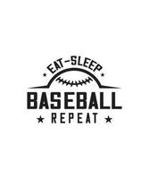 tipografia baseball maglietta design vettore png - mangiare dormire baseball ripetere